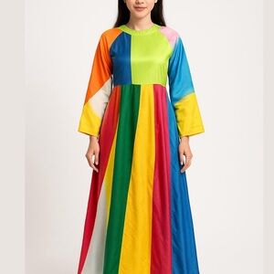 Colorful Long Sleeve Maxi Dress